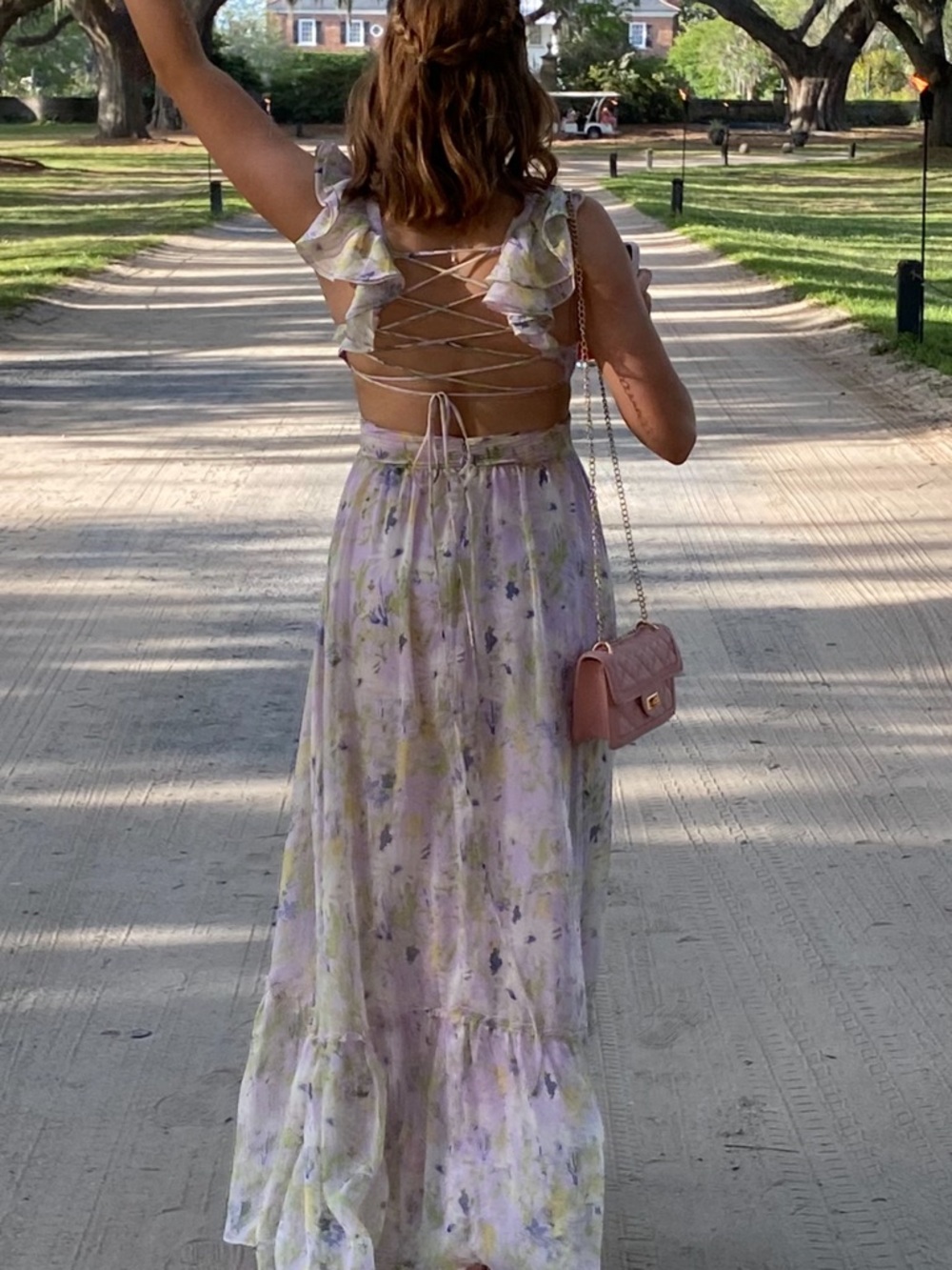 Astr - Prim Rose Cut Out Pastel Floral Cutout Midi Dress in Pink, Yellow & Blue - Picture 5 of 6